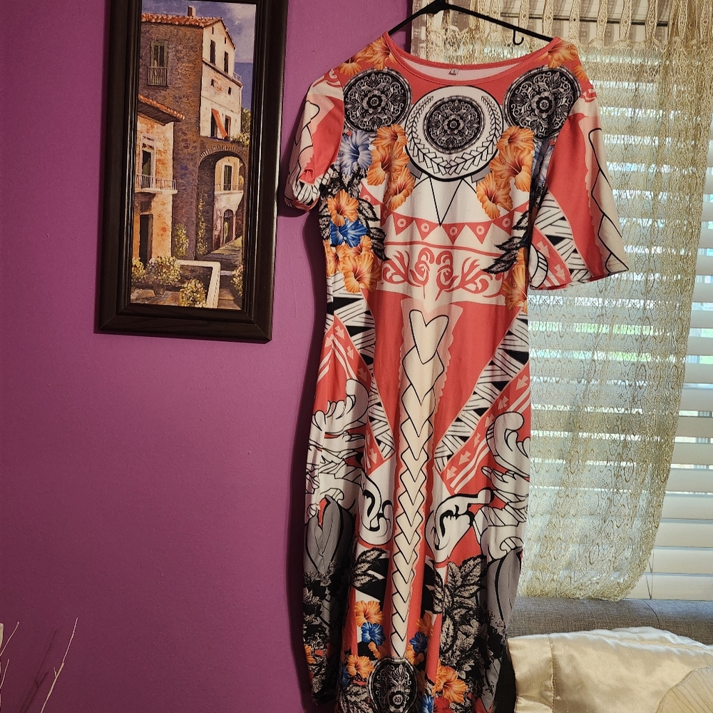 Floral Geometric Print Dress